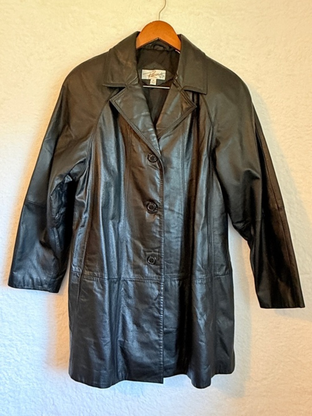 Ricardo Black Leather Jacket Coat Medium Tailored Genuine Leather Classic